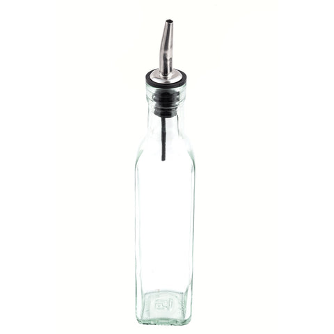 Tablecraft Products 9085 Prima Collection 8.5 oz Green-Tinted Glass Oil & Vinegar Bottle with Stainless Steel Pourer