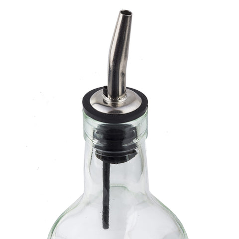 TableCraft Products 916 Prima 16 oz Green Tint Glass Oil & Vinegar Cruet with Stainless Steel Pourer