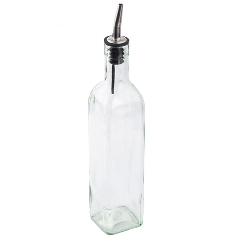 TableCraft Products 916 Prima 16 oz Green Tint Glass Oil & Vinegar Cruet with Stainless Steel Pourer