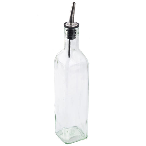 TableCraft Products 916 Prima 16 oz Green Tint Glass Oil & Vinegar Cruet with Stainless Steel Pourer