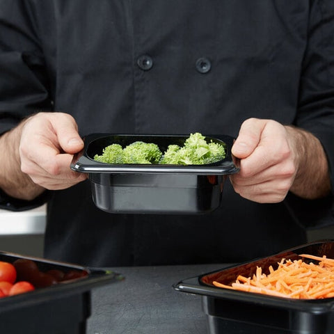 Cambro 92CW110 Camwear 1/9 Size Black Polycarbonate Food Pan, 2-1/2" Deep