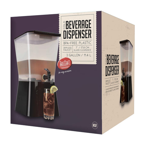 Tablecraft Products 953 3 Gallon Polypropylene Beverage Dispenser, Black