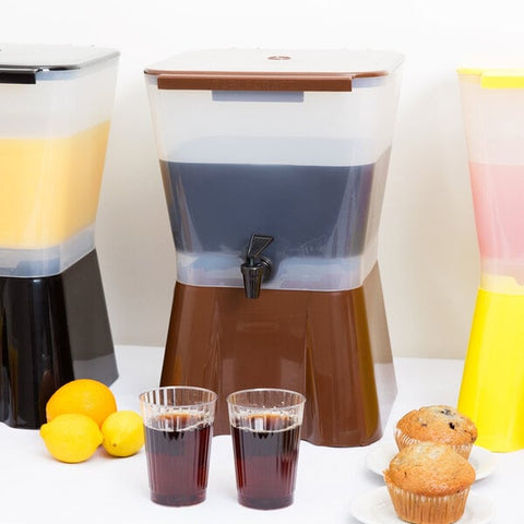 Tablecraft Products 954 3 Gallon Plastic Beverage Dispenser, Brown/White
