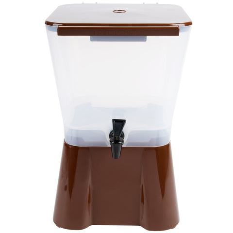 Tablecraft Products 954 3 Gallon Plastic Beverage Dispenser, Brown/White
