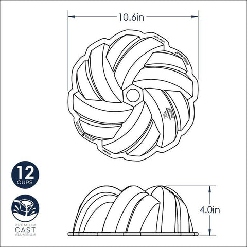 Nordic Ware 95577 75th Anniversary Braided Bundt Pan, 12-Cup Cast Aluminum