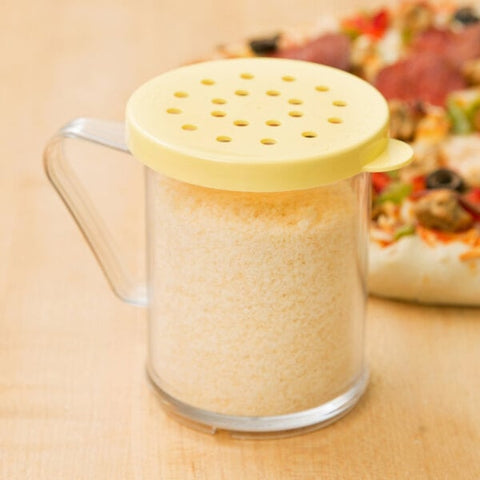 Cambro 96SKRC135 Camwear 10 oz. Polycarbonate Shaker with Yellow Lid for Cheese