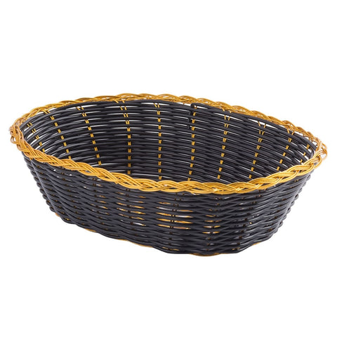 Tablecraft Products 975B Oval Woven Polypropylene Basket with Gold Vinyl Trim