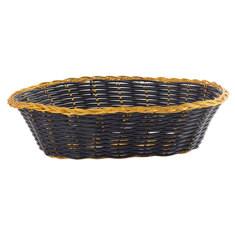 Tablecraft Products 975B Oval Woven Polypropylene Basket with Gold Vinyl Trim
