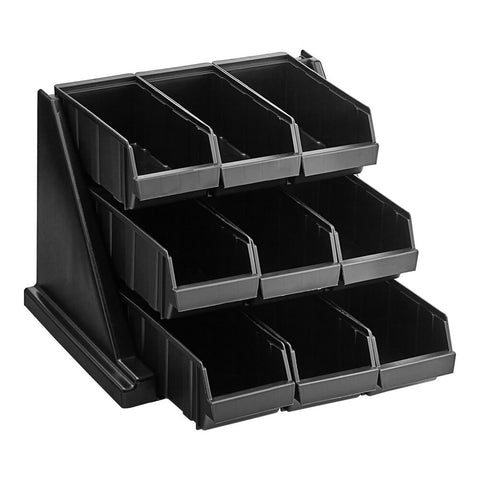 Cambro 9RS9110 Versa Black 9-Bin Condiment Organizer Rack