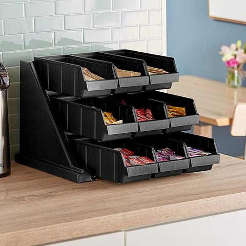 Cambro 9RS9110 Versa Black 9-Bin Condiment Organizer Rack