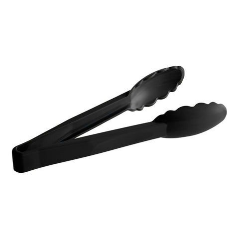 Cambro 9TGS110 Lugano 9-Inch Black Scallop Grip Plastic Tongs