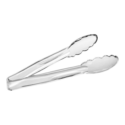 Cambro 9TGS135 Lugano 9" Clear Scallop Grip Polycarbonate Tongs
