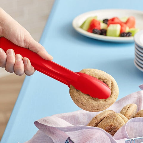 Cambro 9TGS404 Lugano 9" Red Scallop Grip Plastic Tongs