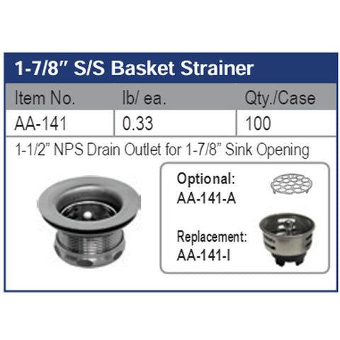 GSW USA AA-141 Mini-Basket Strainer for Commercial Sinks