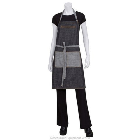 Chef Works AB034BLK0 Manhattan Bib Apron, 34"L x 30"W, Black Cotton Denim