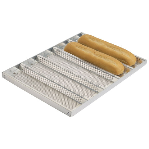 Winco ABPN-5H 6-Channel Perforated Non-Stick Sub Sandwich Roll Pan