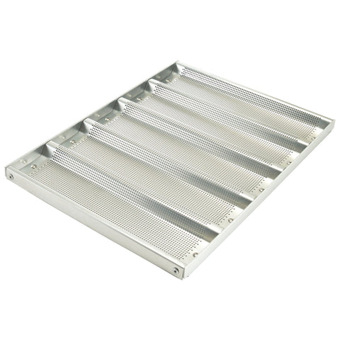 Winco ABPN-5H 6-Channel Perforated Non-Stick Sub Sandwich Roll Pan