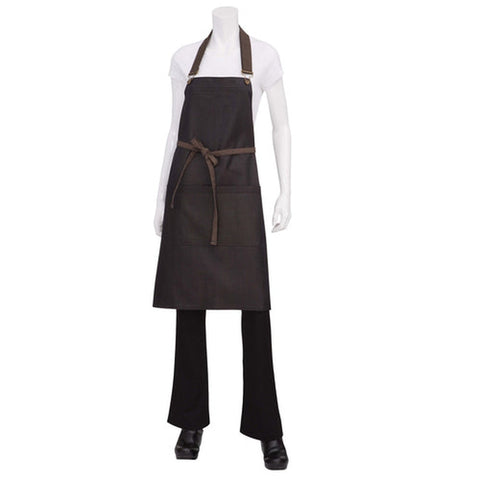 Chef Works ABWT051BNB0 Boulder Bib Apron, Brown/Black, 34"L x 30"W