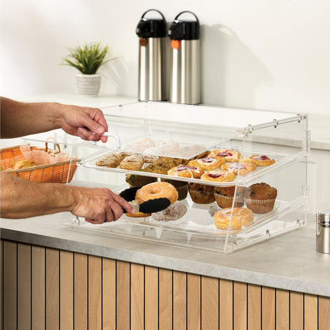 Winco ADC-2 2-Tray Acrylic Tiered Display Case