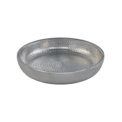American Metalcraft ADSEAS14 14" Round Silver Double Wall Hammered Aluminum Seafood Tray