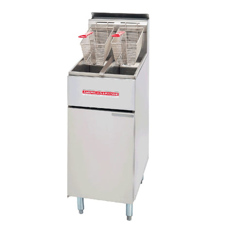 American Range AF-35/50 Floor Model Gas Tube Fryer, 50 lb Oil Capacity