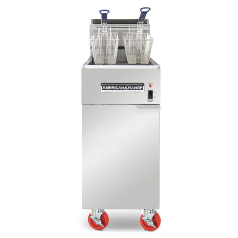 American Range AFM-35/50 Full Pot Floor Model Gas Fryer with Built-In Filter, 35/50 lb, 120,000 BTU