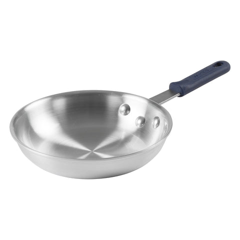 Winco AFP-8A-H 8" Gladiator Aluminum Fry Pan with Blue Silicone Sleeve