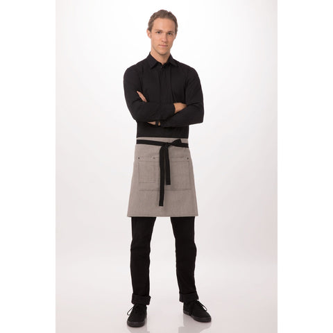 Chef Works AHWPT002BLK0 Portland Half Bistro Apron - Black