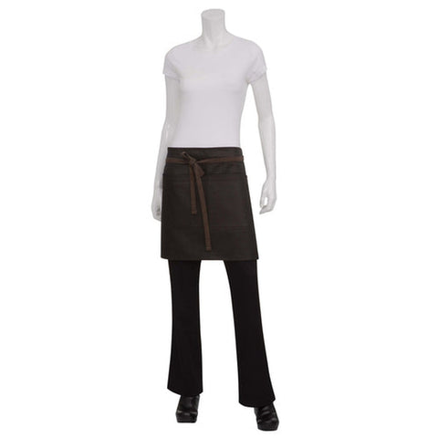 Chef Works AHWWT001BNB0 Boulder Bistro Apron, 18"L x 31"W, Brown Waxed Cotton Denim