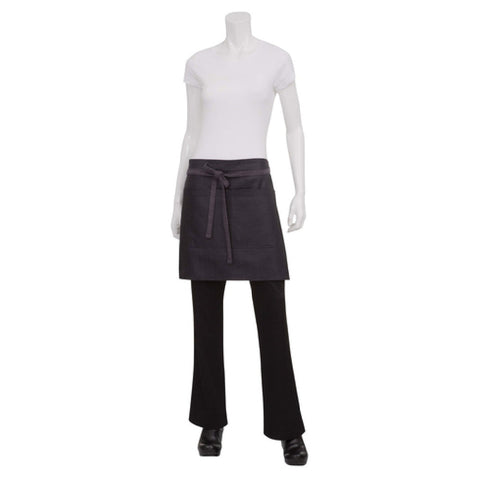 Chef Works AHWWT001PUB0 Boulder Bistro Half Apron - Black-Purple Waxed Cotton Denim, 18"L x 31"W