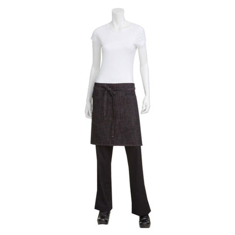 Chef Works AHWXX012BBG0 Corvallis Half Bistro Apron, Black-Burgundy, 19"L x 31"W