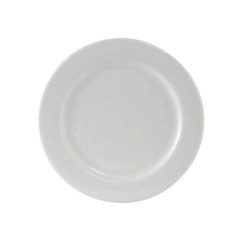 Tuxton China ALA-102 10-1/4" Round Wide Rim Porcelain White China Plate