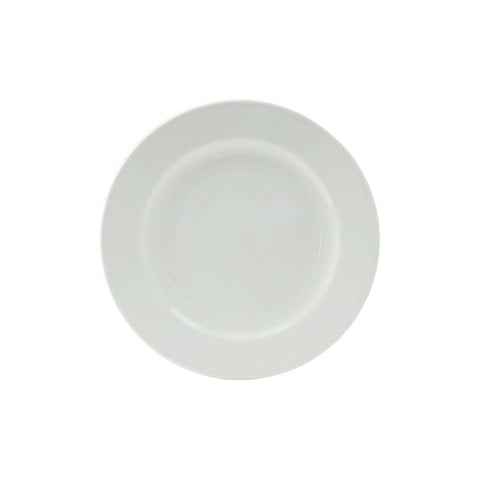 Tuxton China ALA-102 10-1/4" Round Wide Rim Porcelain White China Plate