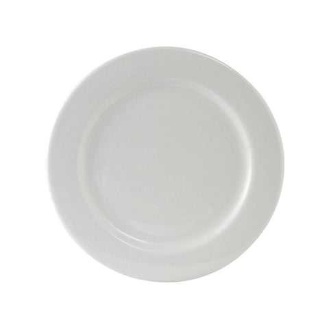 Tuxton China ALA-102 10-1/4" Round Wide Rim Porcelain White China Plate