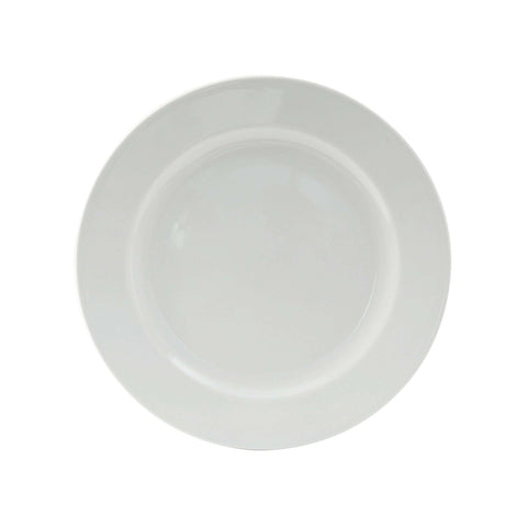 Tuxton China ALA-102 10-1/4" Round Wide Rim Porcelain White China Plate
