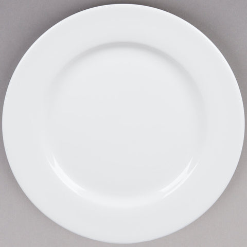 Tuxton China ALA-104 Alaska 10-1/2" Bright White Wide Rim Rolled Edge China Plate