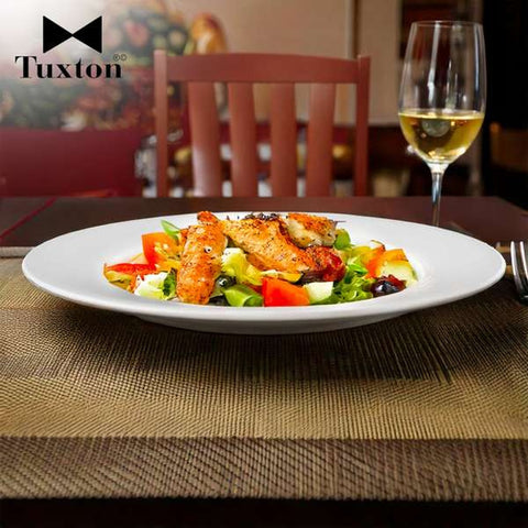 Tuxton China ALA-120 Alaska 12" Porcelain White Wide-Rim Rolled Edge Dinner Plate