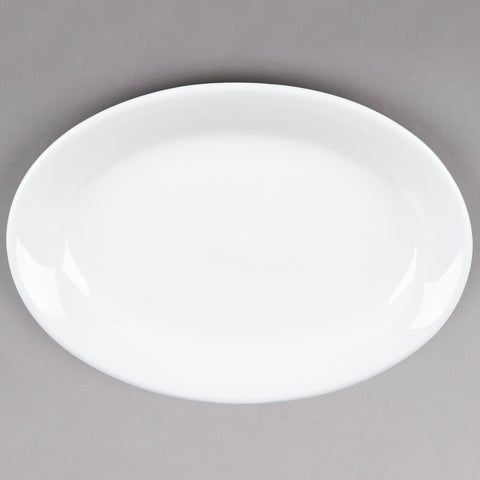 Tuxton China ALH-082 Alaska 8-1/4" x 5-3/4" Bright White Wide Rim Rolled Edge Oval China Platter