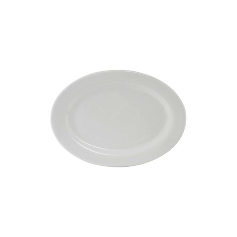 Tuxton China ALH-200 Alaska 20" x 13-3/4" Bright White Wide Rim Rolled Edge Oval China Platter