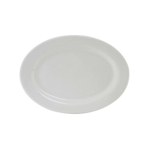Tuxton China ALH-200 Alaska 20" x 13-3/4" Bright White Wide Rim Rolled Edge Oval China Platter