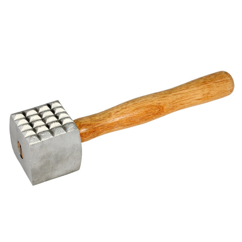 Thunder Group ALMTW001 12 Inch Aluminum 2-Sided Meat Tenderizer with Wood Handle