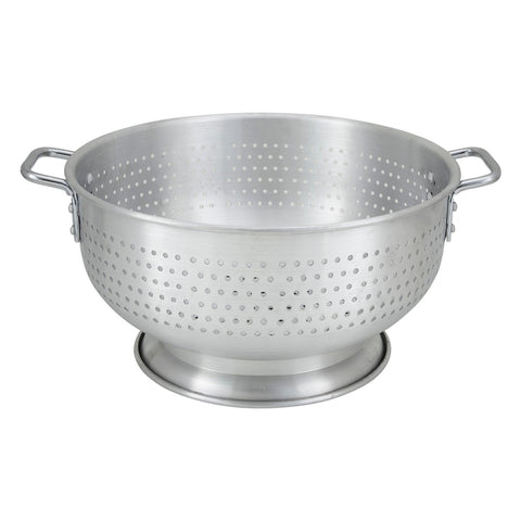 Winco ALO-16BH 16 Qt. Aluminum Colander with Handles and Footed Base