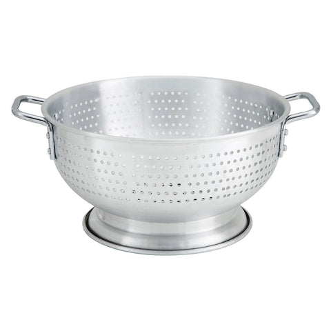 Winco ALO-8BH 8 Qt. Aluminum Colander with Handles and Footed Base