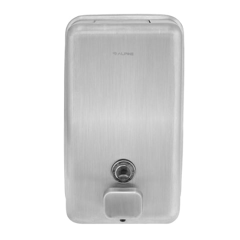 Alpine Industries ALP423-SSB Manual Surface-Mounted Stainless Steel Vertical Liquid Soap Dispenser, 40 oz