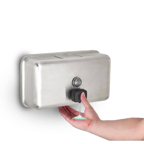 Alpine Industries ALP424-SSB Horizontal Wall Mount Stainless Steel Liquid Soap Dispenser