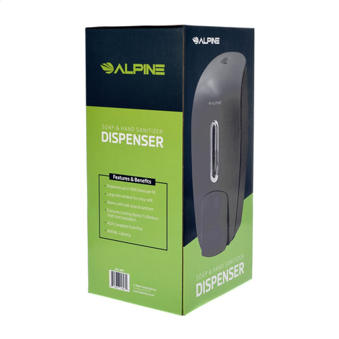 Alpine Industries ALP425-WHI Manual Wall-Mount Soap and Hand Sanitizer Dispenser, White