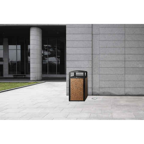 Alpine Industries ALP471-40-STO 40 Gallon All-Weather Outdoor Trash Receptacle with Stone Panels