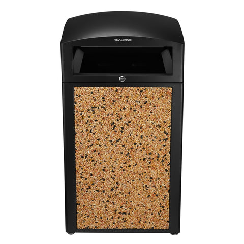 Alpine Industries ALP471-40-STO 40 Gallon All-Weather Outdoor Trash Receptacle with Stone Panels