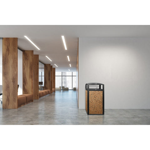 Alpine Industries ALP471-40-STO 40 Gallon All-Weather Outdoor Trash Receptacle with Stone Panels