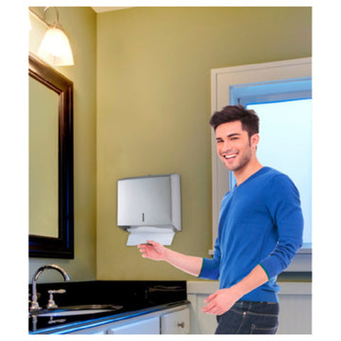 Alpine Industries ALP481 Stainless Steel C-Fold and Multi-Fold Paper Towel Dispenser with Lock